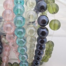 Perles en verre 14MM-Fil de 70cm +-56PCS