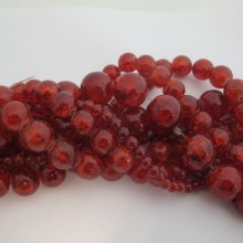 Red crackled glass beads