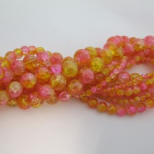 Perles en verre craquelé mix rose jaune