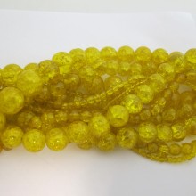 Yellow Crackled Glass Beads