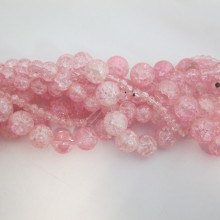 Pink Crackled Glass Beads