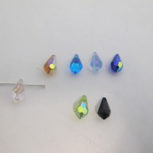 50 Glass faceted drop 15x8mm color ab
