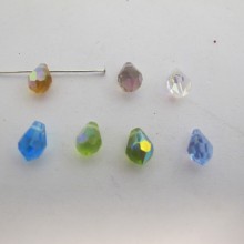 50 Glass faceted drop 9x6mm color ab
