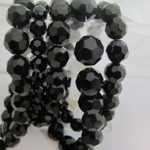 Round glass facet, black color