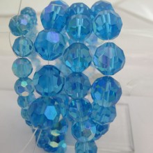 Round facet glass color turquoise blue ab
