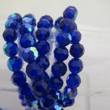 Round glass facet dark blue color ab 8mm