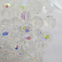 Round facet in crystal colored glass ab