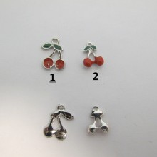 30 Charms Metal cherry 19x12mm /15x12mm