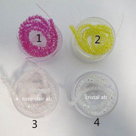 Perles facettées en verre 3mm-Fil de 38Centimetres