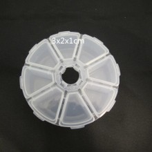 Round plastic storage box-8 spaces 11x11x2.7cm