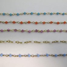 1 mts Chain with faceted glass beads 4mm