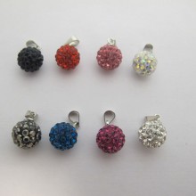 10 Pendentif strass en forme de boule 10mm