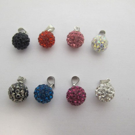 10 pendentif strass en forme de boule 10MM