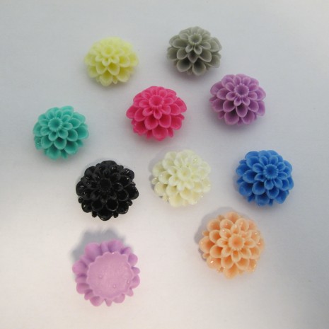 50 Cabochons fleur 21mm En Plastique