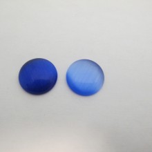 30 Cabochons œil de chat en verre bleu