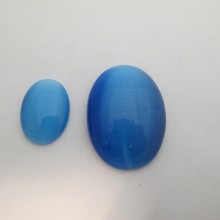 Blue turquoise glass cat's eye cabochons