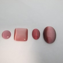 Cabochons œil de chat en verre rose