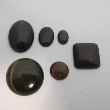 Cabochons œil de chat en verre marron