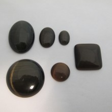 Brown glass cat's eye cabochons