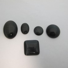 Black glass cat's eye cabochons