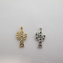 50 Metal Cactus Charms 20x10mm