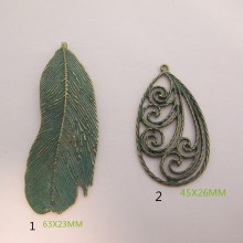 5 Pendentif en Métal bonze et vert