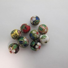 50 Perles cloisonnée rond 12mm