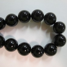 Round black agate - Thread of 40cm