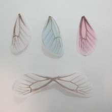 10 Pendant butterfly wings in organza fabric 41x21mm with 2 holes