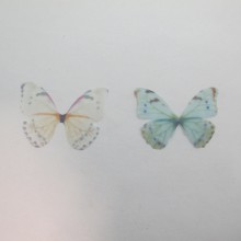 10 Organza fabric butterfly pendant 38x29mm without hole