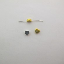 50 Brass heart beads cross hole 6x6x3mm
