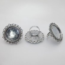 10 Metal ring holders for 25mm round cabochons