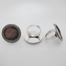 10 Metal ring holders for 20mm round cabochons