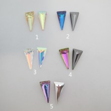 6 pcs pendentifs triangle 28x14mm en verre