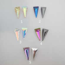 6 pcs Pendentifs triangle 28x14mm en verre