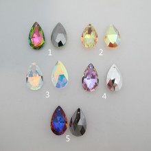 6 pcs Pendants drop 28x17mm glass