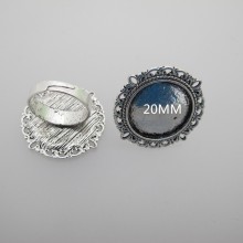 10 Metal ring holders for 20mm round cabochons