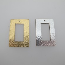 10 Pendentif rectangulaire simili-cuir 41x27mm