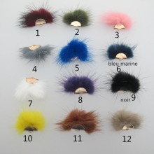 10 Pompons fourrures avec attache doré 27x23mm