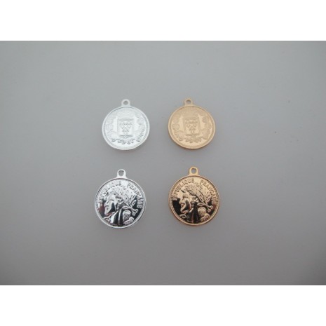 6 pcs Pendentif médaillon ronde 18x21mm