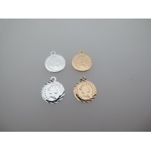 10 pcs Pendentif médaillon ronde 12x15mm