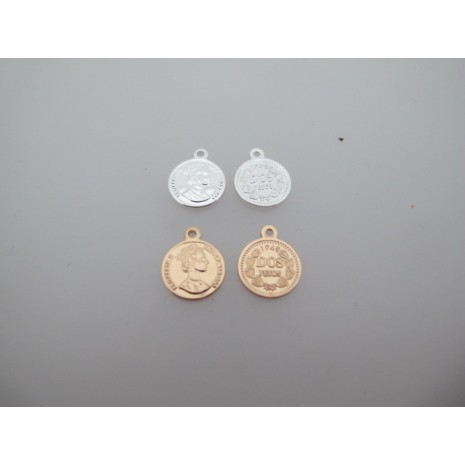 6 pcs Pendentif médaillon ronde 11x13mm