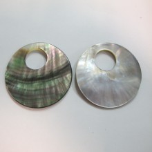 10 Round grey mother-of-pearl large hole 45mm