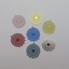 40 Round filigree stamps 5 hole 22x18mm