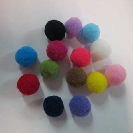 50 Mélange de pompons en textile 15mm