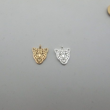 10 pcs pendentif "tête de léopard" 15x12mm