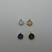 10 pcs Pendentif rond strasse 8mm Doré à l'or fin