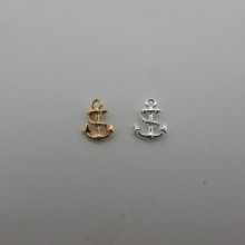 10 pcs Pendentif ancre 11x8mm Doré à l'or fin