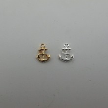 10 pcs Pendentif ancre 11x8mm Doré à l'or fin