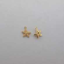 10 pcs Pendentifs etoile de mer 12x10mm Doré à l'or fin